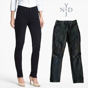 NYDJ Gabriella Moto Black Denim Ankle Legging High Rise Size 4 
